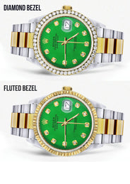 Gold Rolex Datejust Watch 16233 for Men | 36Mm | Green Dial | Oyster Band