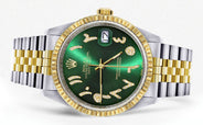 Mens Rolex Datejust Watch 16233 Two Tone | 36Mm | Green Arabic Dial | Jubilee Band