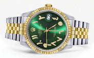 Womens Rolex Datejust Watch 16233 Two Tone | 36Mm | Green Arabic Dial | Fluted Bezel | Jubilee Band