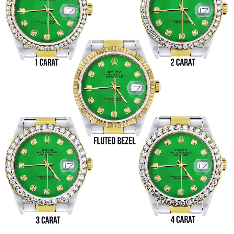 Gold Rolex Datejust Watch 16233 for Men | 36Mm | Green Dial | Oyster Band