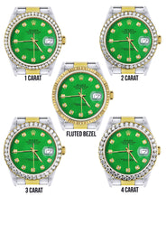 Gold Rolex Datejust Watch 16233 for Men | 36Mm | Green Dial | Oyster Band
