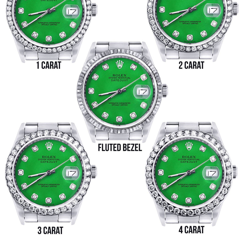 Mens Rolex Datejust  Watch 16200 | 36Mm | Green Dial | Oyster Band