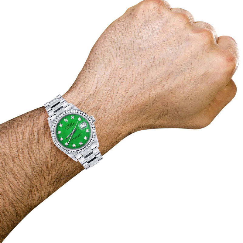 Mens Rolex Datejust  Watch 16200 | 36Mm | Green Dial | Oyster Band