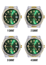 116233 | Hidden Clasp | Gold & Steel Rolex Datejust Watch | 36Mm | Green Arabic Diamond Dial | Jubilee Band