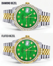 Womens Gold Rolex Datejust Watch 16233 | 36Mm | Green Dial | Jubilee Band