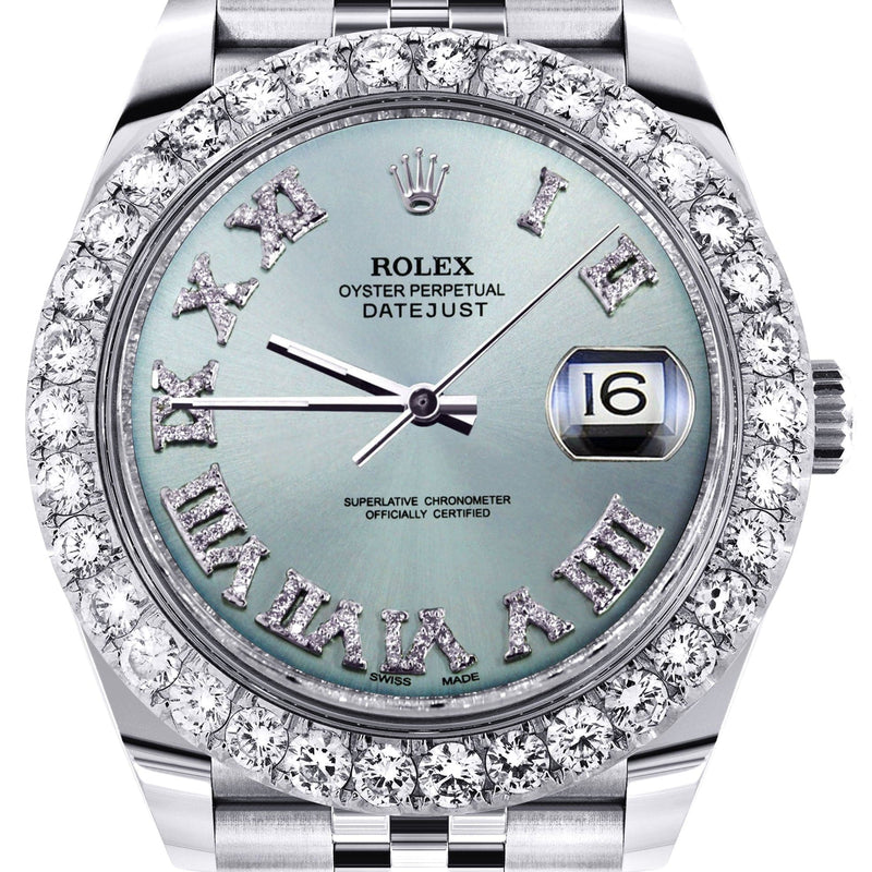 Rolex Datejust 41 Watch | 41 MM | Custom Turquoise Roman Diamond Dial | Jubilee Band