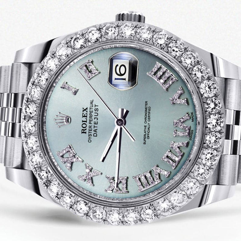 Rolex Datejust 41 Watch | 41 MM | Custom Turquoise Roman Diamond Dial | Jubilee Band