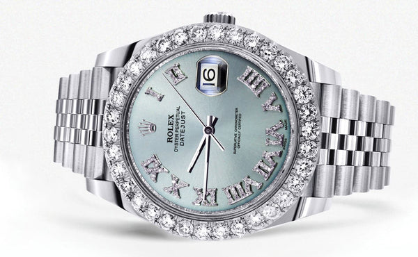 Rolex Datejust 41 Watch | 41 MM | Custom Turquoise Roman Diamond Dial | Jubilee Band