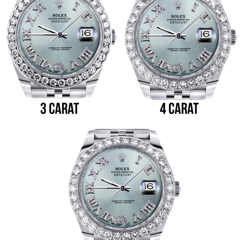 Rolex Datejust 41 Watch | 41 MM | Custom Turquoise Roman Diamond Dial | Jubilee Band