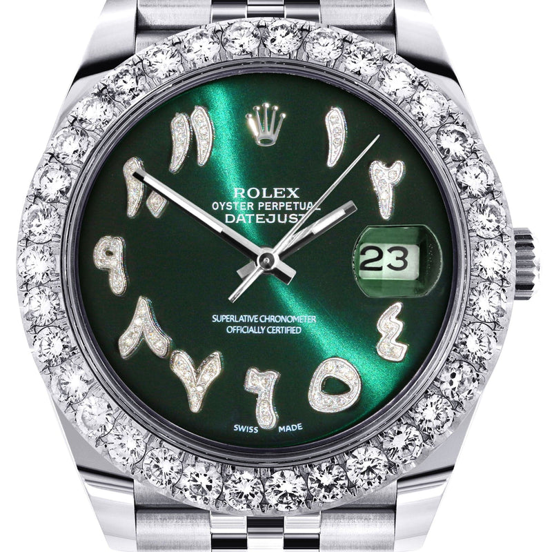 Rolex Datejust 41 Watch | 41 MM | Custom Green Arabic Diamond Dial | Jubilee Band