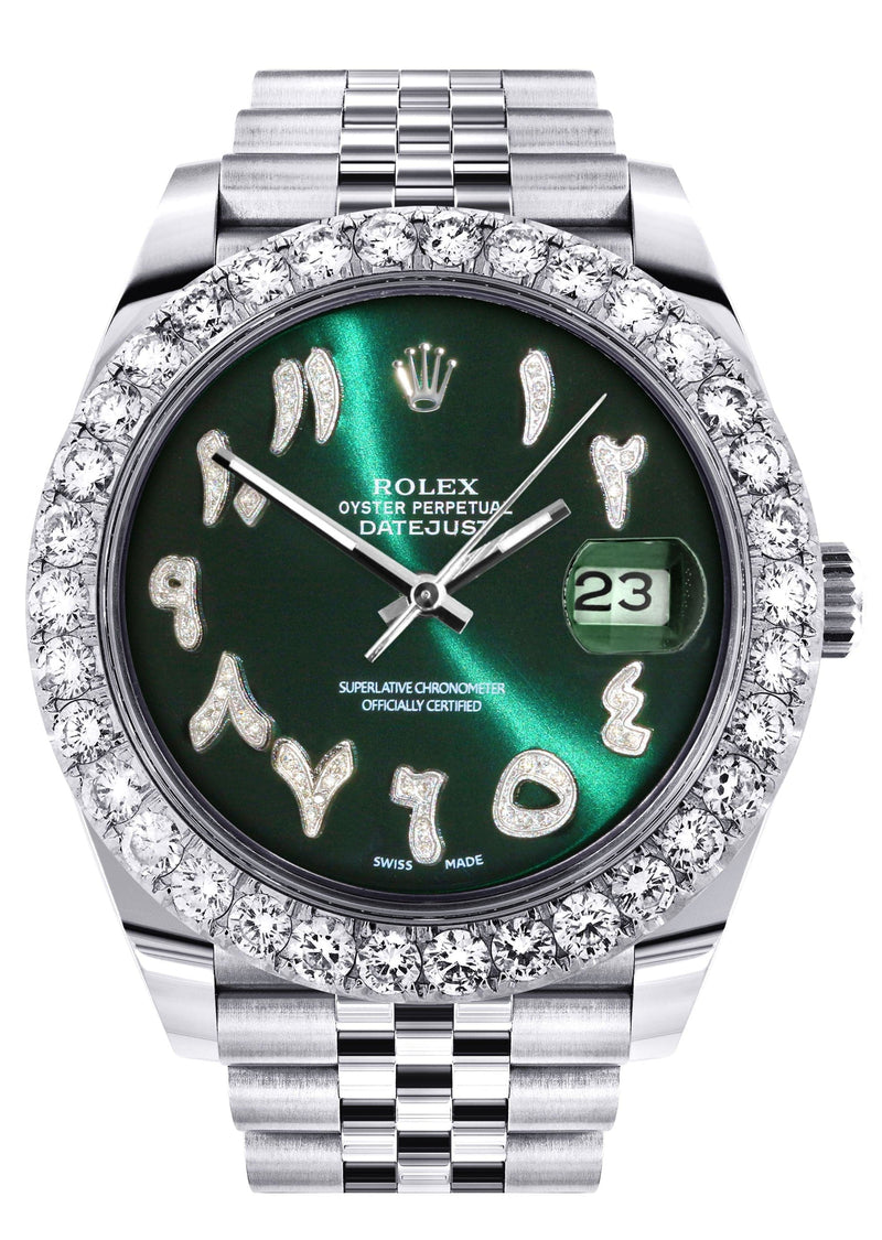 Rolex Datejust 41 Watch | 41 MM | Custom Green Arabic Diamond Dial | Jubilee Band