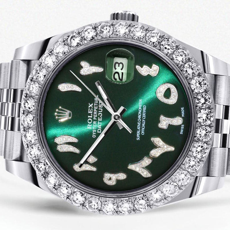 Rolex Datejust 41 Watch | 41 MM | Custom Green Arabic Diamond Dial | Jubilee Band