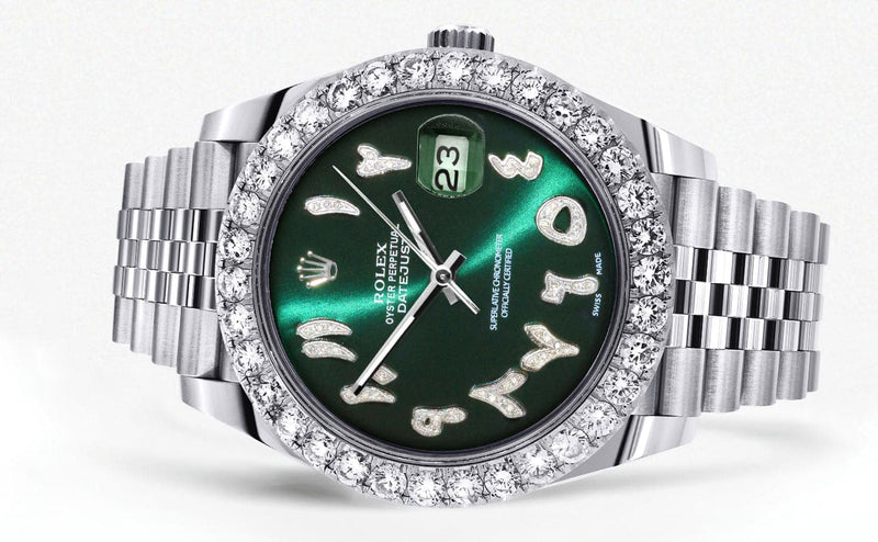 Rolex Datejust 41 Watch | 41 MM | Custom Green Arabic Diamond Dial | Jubilee Band