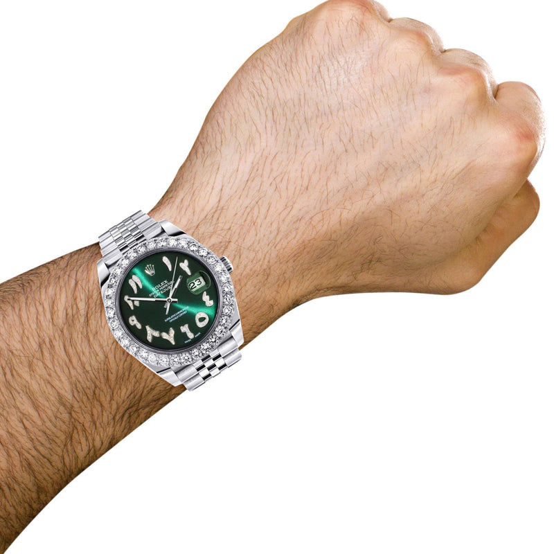 Rolex Datejust 41 Watch | 41 MM | Custom Green Arabic Diamond Dial | Jubilee Band