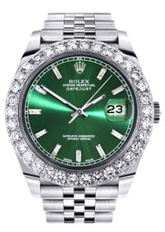 Rolex Datejust 41 Watch | 41 MM | Custom Green Baguette Diamond Dial | Jubilee Band