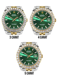 Rolex Datejust 41 Watch | 41 MM | 18K Yellow Gold & Stainless Steel | Custom Green Baguette Diamond Dial | Jubilee Band
