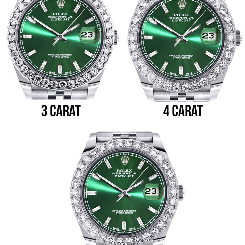 Rolex Datejust 41 Watch | 41 MM | Custom Green Baguette Diamond Dial | Jubilee Band
