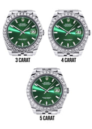 Rolex Datejust 41 Watch | 41 MM | Custom Green Baguette Diamond Dial | Jubilee Band