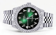 Womens Rolex Datejust Watch 16200 | 36Mm | Green Black Arabic Diamond Dial | Two Row 4.25 Carat Bezel | Jubilee Band