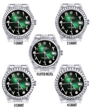 Diamond Mens  Rolex Datejust Watch 16200 | 36Mm | Green Black Arabic Diamond Dial | Oyster Band