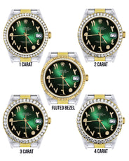 Gold & Steel Rolex Datejust Watch 16233 for Men | 36Mm | Green Black Arabic Diamond Dial | Oyster Band