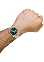 116200 | Hidden Clasp | Diamond Rolex Datejust Watch | 36Mm | Green Black Arabic Diamond Dial | Jubilee Band