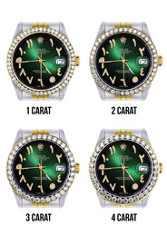 116233 | Hidden Clasp | Gold & Steel Rolex Datejust Watch | 36Mm | Green Black Arabic Diamond Dial | Jubilee Band
