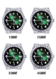 116200 | Hidden Clasp | Diamond Rolex Datejust Watch | 36Mm | Green Black Arabic Diamond Dial | Jubilee Band