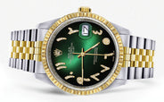 Womens Rolex Datejust Watch 16233 Two Tone | 36Mm | Green Black Arabic Dial | Fluted Bezel | Jubilee Band