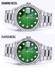 Diamond Mens Rolex Datejust Watch 16200 | 36Mm | Green Diamond Mother Of Pearl Dial | Oyster Band