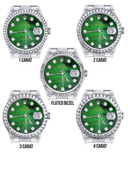 Diamond Mens Rolex Datejust Watch 16200 | 36Mm | Green Diamond Mother Of Pearl Dial | Oyster Band
