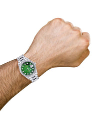 Diamond Mens Rolex Datejust Watch 16200 | 36Mm | Green Diamond Mother Of Pearl Dial | Oyster Band