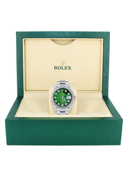 Diamond Mens Rolex Datejust Watch 16200 | 36Mm | Green Diamond Mother Of Pearl Dial | Oyster Band