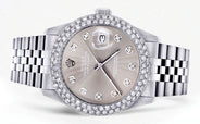 Mens Rolex Datejust Watch 16200 | 36Mm | Grey Dial | Two Row 4.25 Carat Bezel | Jubilee Band