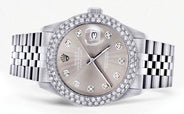 Womens Rolex Datejust Watch 16200 | 36Mm | Grey Dial | Two Row 4.25 Carat Bezel | Jubilee Band