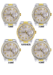Diamond Rolex Mens Watch Datejust 16233 | 36Mm | Grey Dial | Oyster Band