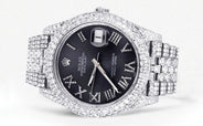 Diamond Iced Out Rolex Datejust 41 | 25 Carats Of Diamonds | Custom Grey Roman Numeral Diamond Dial | Two Row | Jubilee Band