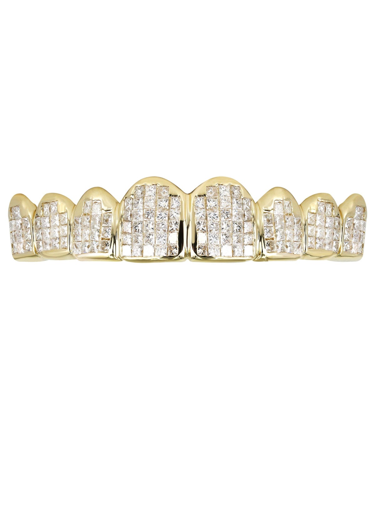 Gold 8 Tooth Invisible Set Princess Diamond Grills