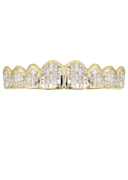 Gold 8 Tooth Invisible Set Princess Diamond Grills