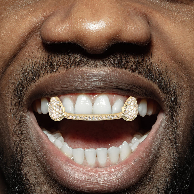 Gold 6 Teeth Full Diamond Bar Grills