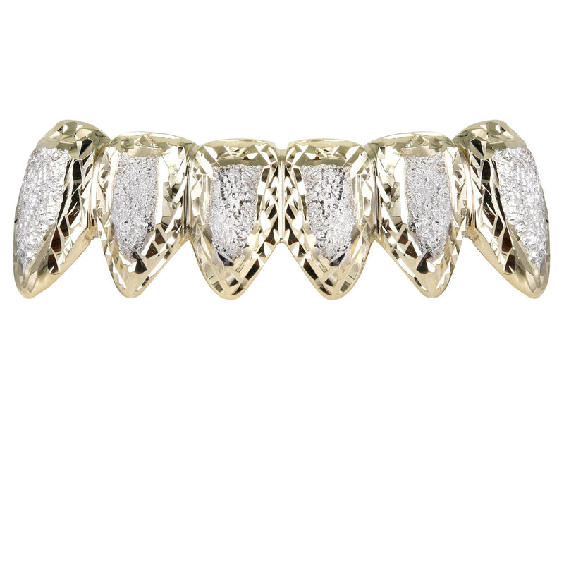 Gold 6 Teeth Diamond Dust/Diamond Cut Grills