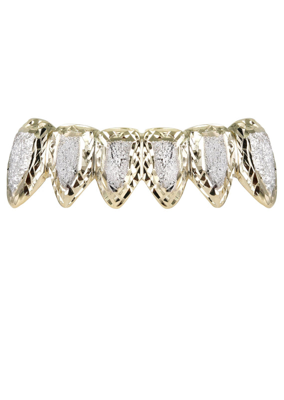 Gold 6 Teeth Diamond Dust/Diamond Cut Grills