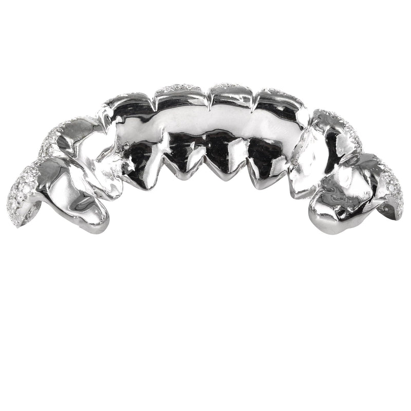 Full Diamond And Gold Honeycomb Setting 8 Teeth Grillz