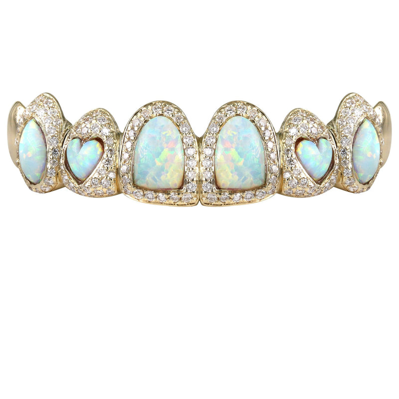 Gold 8 Teeth Diamond And Opal Grills