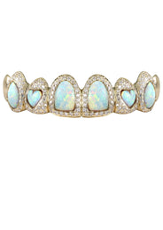 Gold 8 Teeth Diamond And Opal Grills