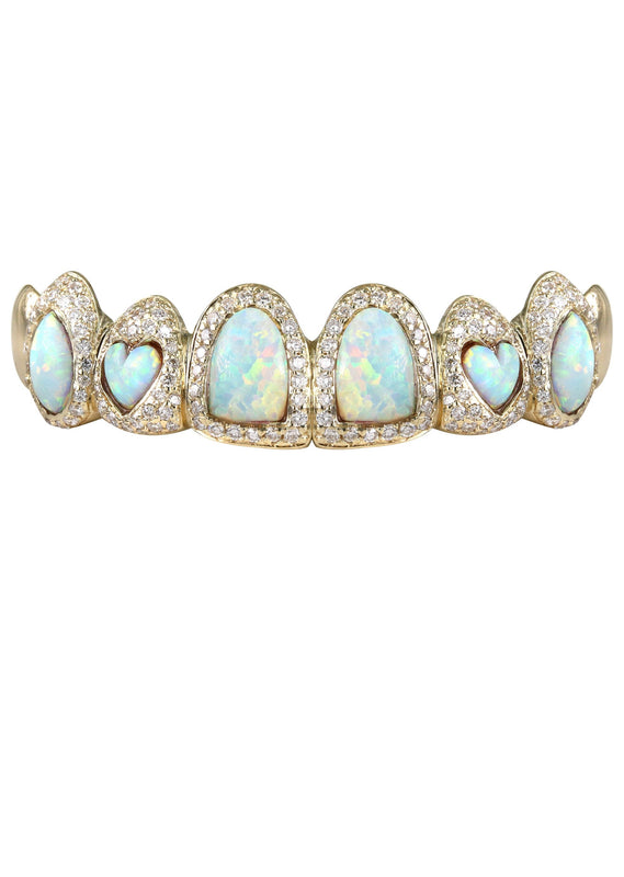 Gold 8 Teeth Diamond And Opal Grills