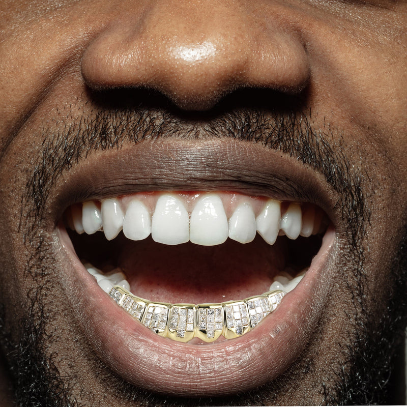 Gold 8 Tooth Invisible Set Princess Grills