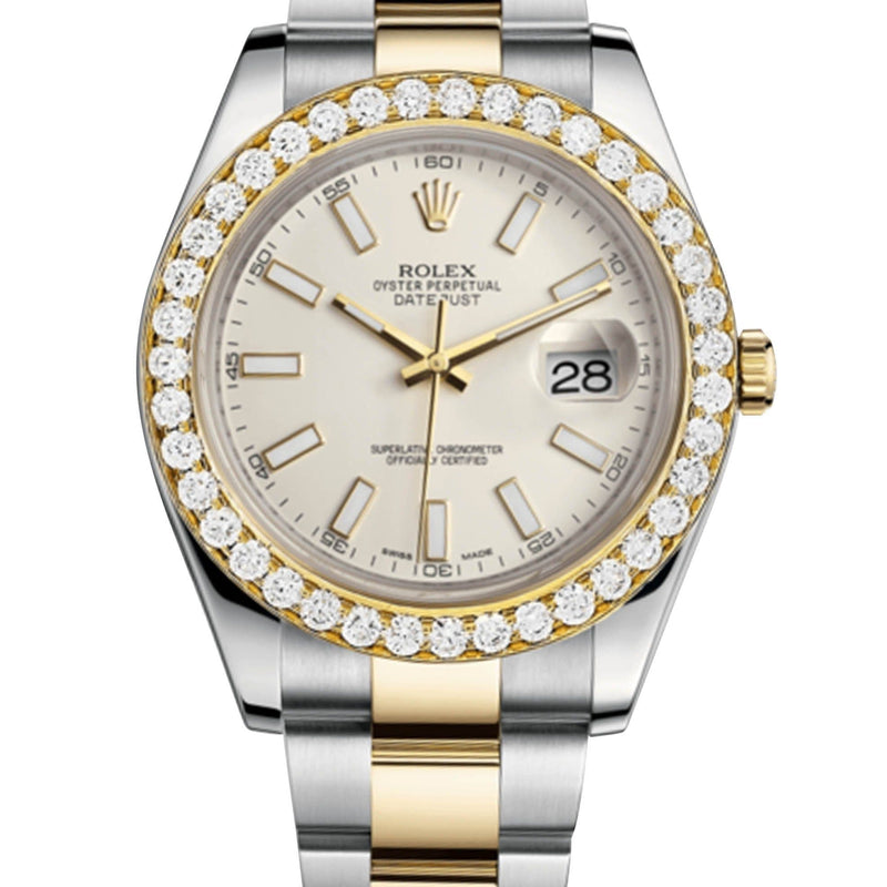 Rolex Datejust Ii Ivory Dial - Index Hour Markers With 5 Carats Of Diamonds