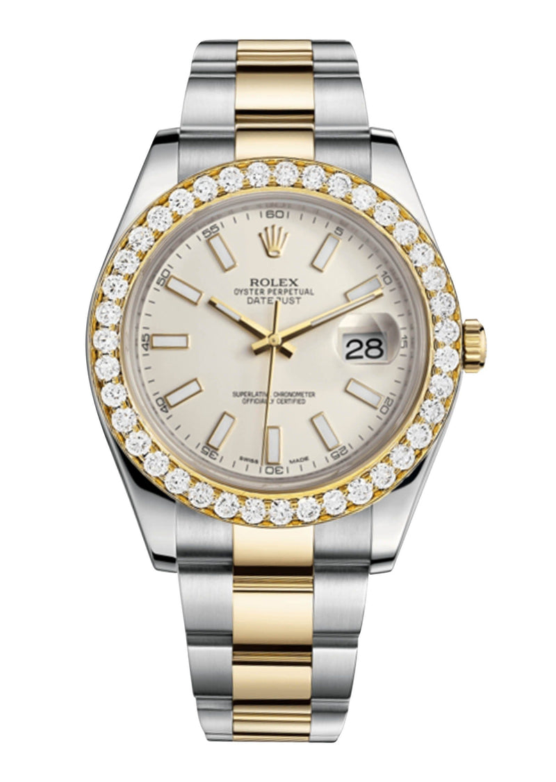 Rolex Datejust Ii Ivory Dial - Index Hour Markers With 5 Carats Of Diamonds