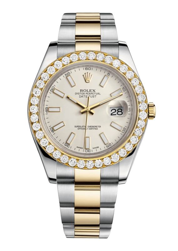 Rolex Datejust Ii Ivory Dial - Index Hour Markers With 5 Carats Of Diamonds